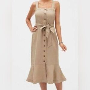 NWT Banana Republic khaki fit and flare button down dress, Sz 12